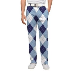 [W36L30]Loudmouth Men's Blue and White Argyle Golf Pants